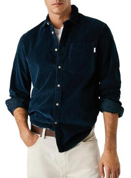 Camicia Pepe Jeans Clayton in velluto a coste blu navy per uomo