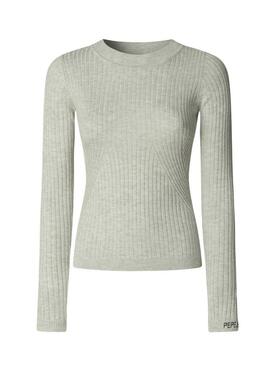 Maglia Pepe Jeans Carla grigia a coste per donna.