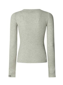 Maglia Pepe Jeans Carla grigia a coste per donna.