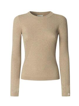 Maglione Pepe Jeans Carla a coste beige per donna