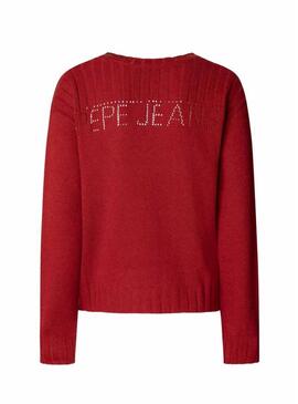 Maglia Pepe Jeans Cherice colletto a V rosso per donna