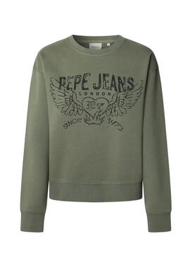 Felpa Pepe Jeans Beverly verde per donna