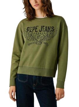 Felpa Pepe Jeans Beverly verde per donna