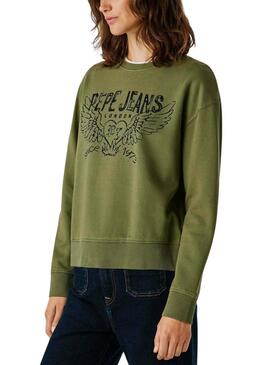 Felpa Pepe Jeans Beverly verde per donna