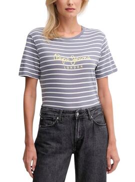 Magliette Pepe Jeans Bilma a righe stampate per donna.