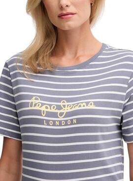 Magliette Pepe Jeans Bilma a righe stampate per donna.