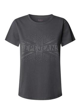 Maglietta Pepe Jeans Bertie con borchie grigia per donna