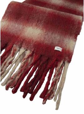 Sciarpa Pepe Jeans Fabiola a scacchi bordeaux per donna
