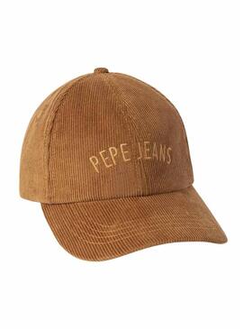 Cappello Pepe Jeans Fancy in velluto a coste color cammello per donna.
