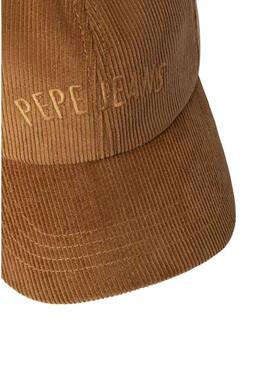 Cappello Pepe Jeans Fancy in velluto a coste color cammello per donna.