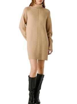 Abito Pepe Jeans Carola color cammello in maglia per donna.