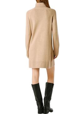 Abito Pepe Jeans Carola color cammello in maglia per donna.