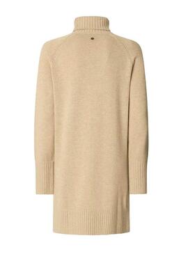 Abito Pepe Jeans Carola color cammello in maglia per donna.