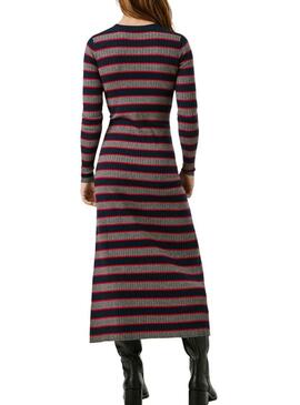 Abito lungo a coste a righe stampate Pepe Jeans Clarisse per donna