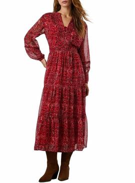 Abito Pepe Jeans Miley lungo stampato paisley rosso per donna