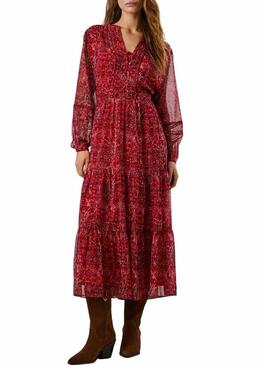 Abito Pepe Jeans Miley lungo stampato paisley rosso per donna