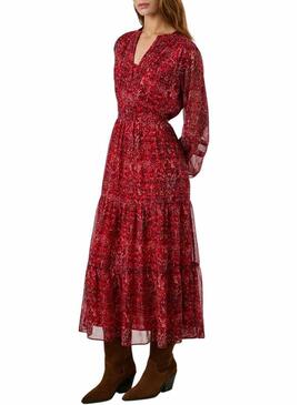 Abito Pepe Jeans Miley lungo stampato paisley rosso per donna