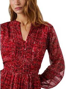 Abito Pepe Jeans Miley lungo stampato paisley rosso per donna