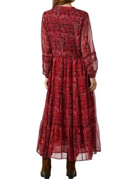 Abito Pepe Jeans Miley lungo stampato paisley rosso per donna