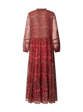 Abito Pepe Jeans Miley lungo stampato paisley rosso per donna