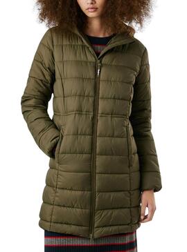 Piumino Pepe Jeans Sally lungo verde per donna