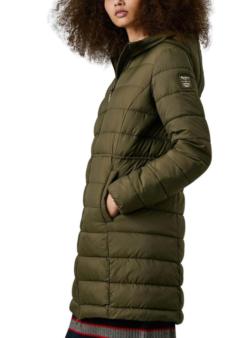 Piumino Pepe Jeans Sally lungo verde per donna