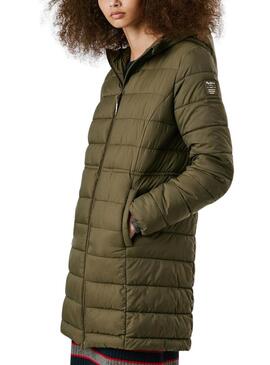 Piumino Pepe Jeans Sally lungo verde per donna