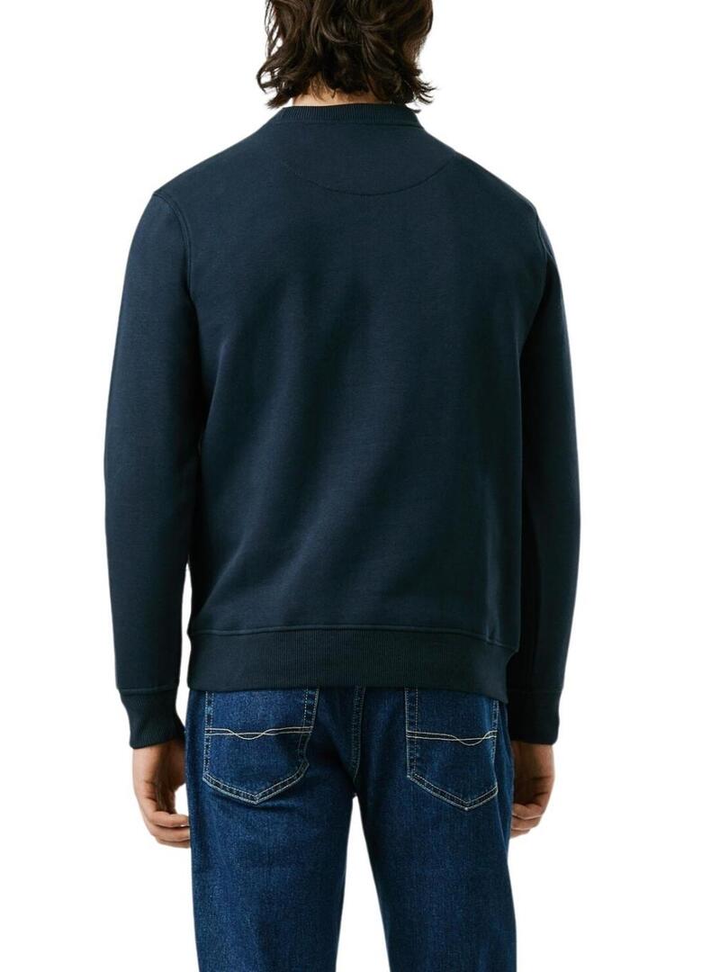 Felpa Pepe Jeans Macbeth con logo, collo rotondo, blu scuro per uomo