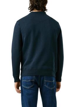 Felpa Pepe Jeans Macbeth con logo, collo rotondo, blu scuro per uomo