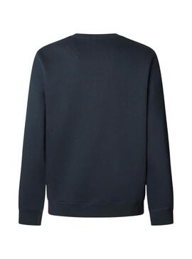 Felpa Pepe Jeans Macbeth con logo, collo rotondo, blu scuro per uomo