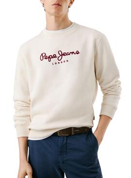 Felpa Pepe Jeans Plain Crew beige per uomo