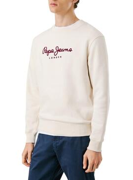 Felpa Pepe Jeans Plain Crew beige per uomo