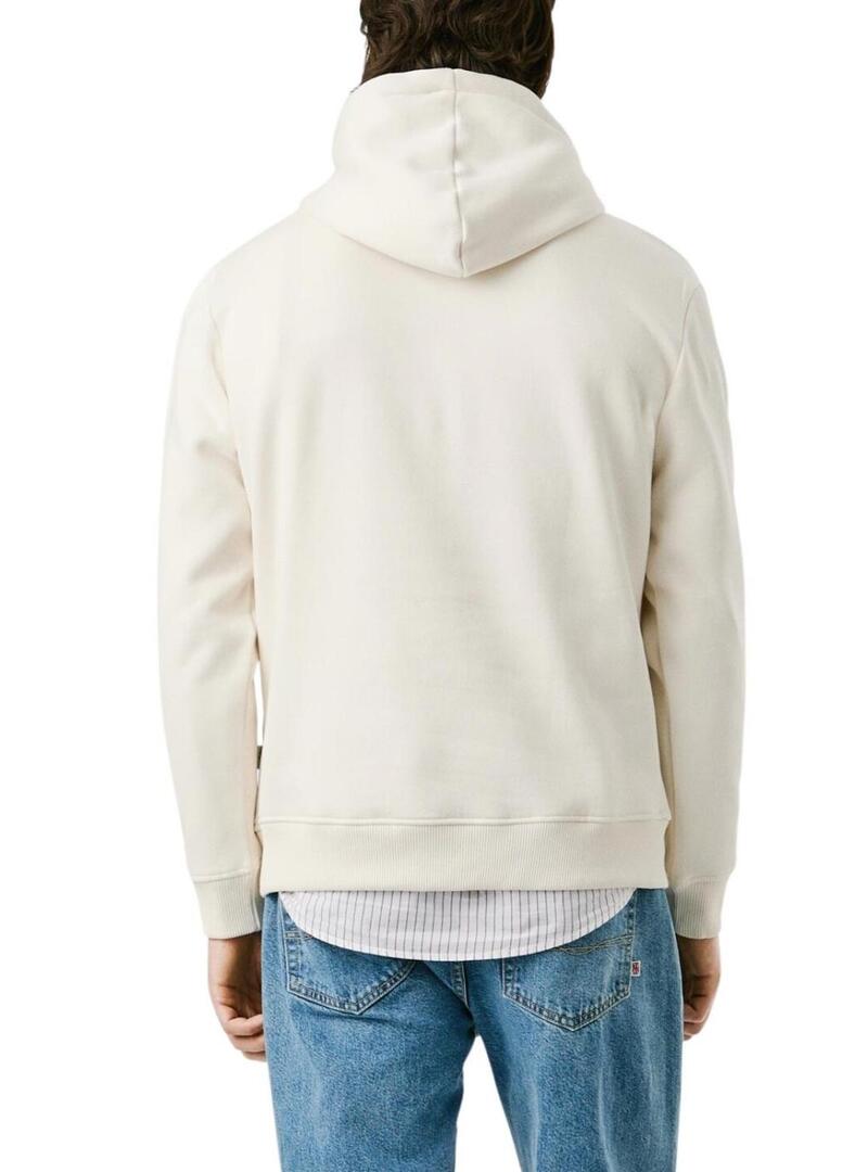 Felpa Pepe Jeans Macbeth con cappuccio e logo beige per uomo