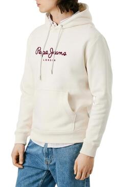 Felpa Pepe Jeans Macbeth con cappuccio e logo beige per uomo