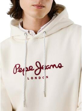 Felpa Pepe Jeans Macbeth con cappuccio e logo beige per uomo