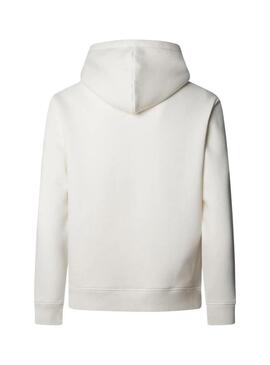 Felpa Pepe Jeans Macbeth con cappuccio e logo beige per uomo