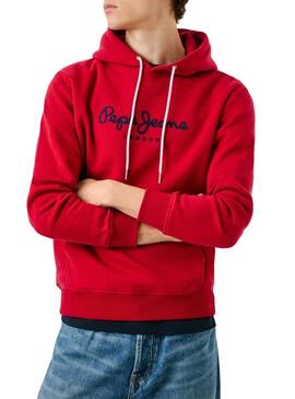Felpa Pepe Jeans Macbeth con cappuccio e logo rosso per uomo.