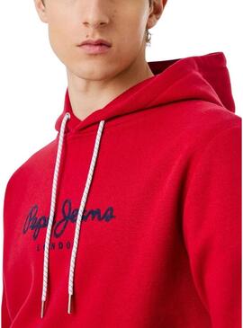 Felpa Pepe Jeans Macbeth con cappuccio e logo rosso per uomo.