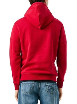 Felpa Pepe Jeans Macbeth con cappuccio e logo rosso per uomo.