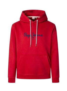 Felpa Pepe Jeans Macbeth con cappuccio e logo rosso per uomo.