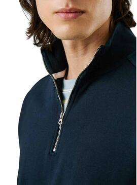 Felpa Pepe Jeans Mercuit blu marino a mezza zip per uomo
