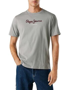 Maglietta Pepe Jeans Eggo grigia con logo per uomo