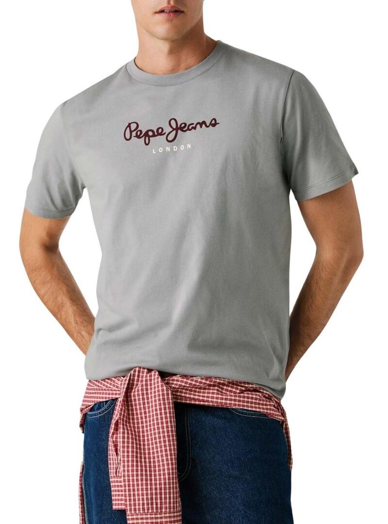 Maglietta Pepe Jeans Eggo grigia con logo per uomo