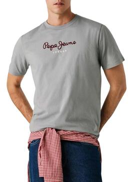 Maglietta Pepe Jeans Eggo grigia con logo per uomo