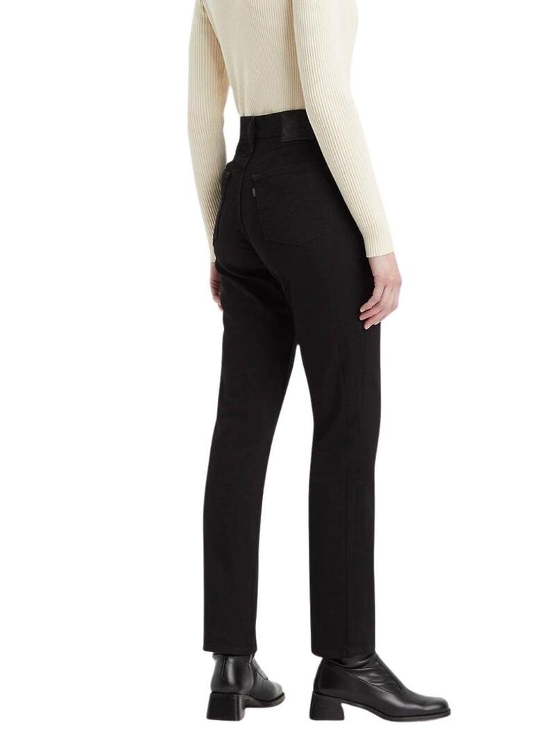 Pantaloni di jeans Levis 724 High Rise Straight neri per donna
