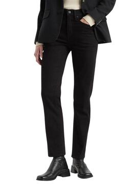 Pantaloni di jeans Levis 724 High Rise Straight neri per donna