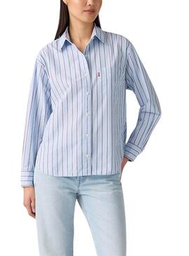 Camicia Levis Harlie Boyfriend a righe blu stampate per donna
