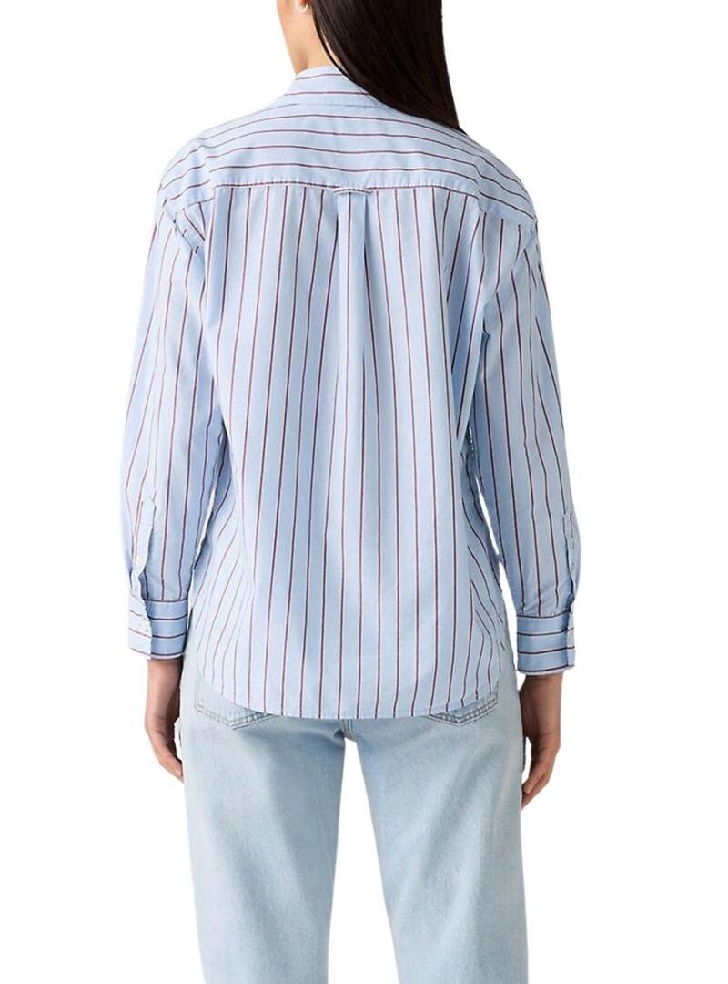 Camicia Levis Harlie Boyfriend a righe blu stampate per donna