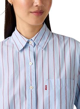 Camicia Levis Harlie Boyfriend a righe blu stampate per donna