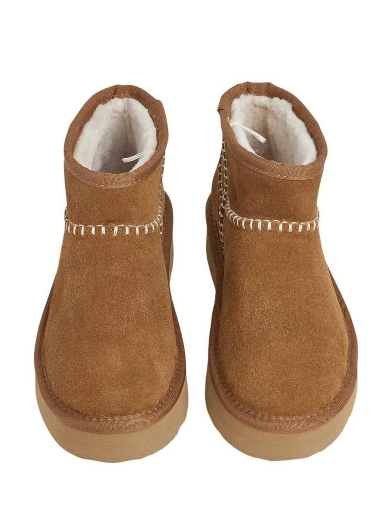 Stivali Pepe Jeans Dissy Etnic con piattaforma color cammello per donna